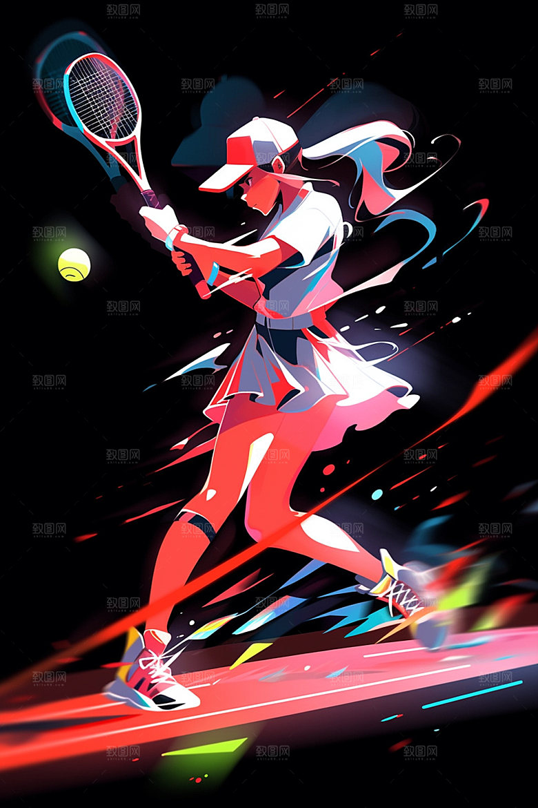 卡通运动人物手绘插画