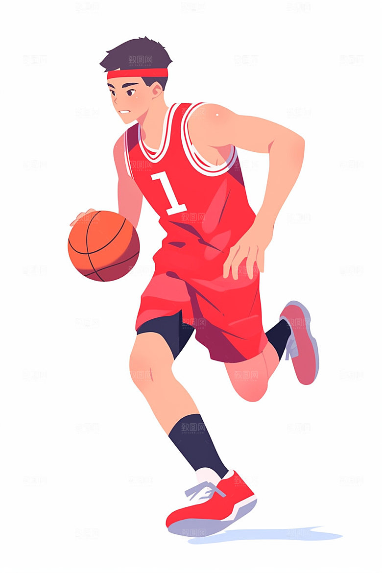 卡通运动平面手绘插画