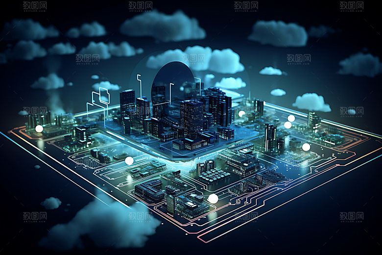 云计算科技云存储创意素材