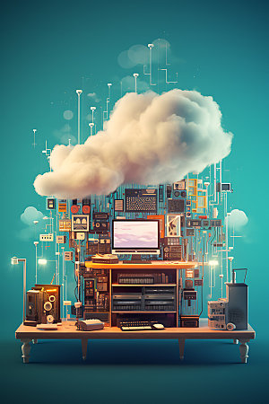 云计算云端信息技术创意素材