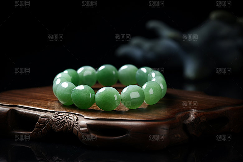 玉石翡翠精美装饰品摄影图