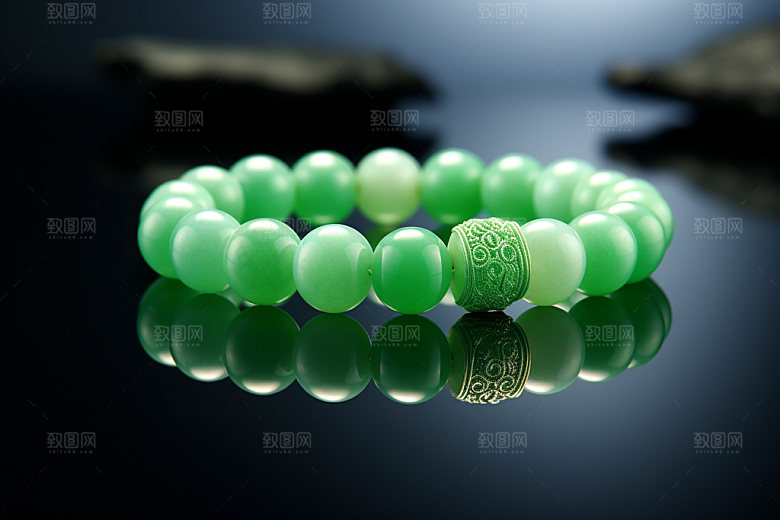 玉石翡翠精美首饰摄影图