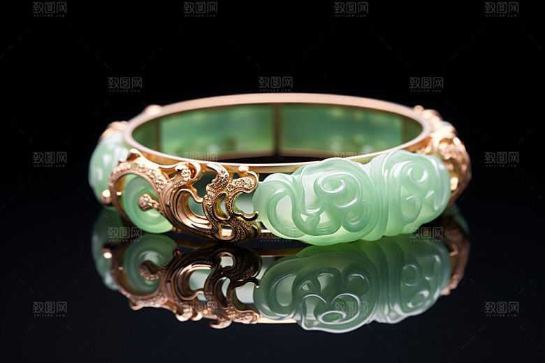 玉石翡翠艺术品高清摄影图