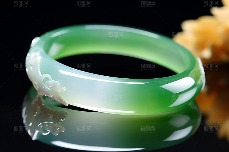 玉石翡翠精美艺术品摄影图