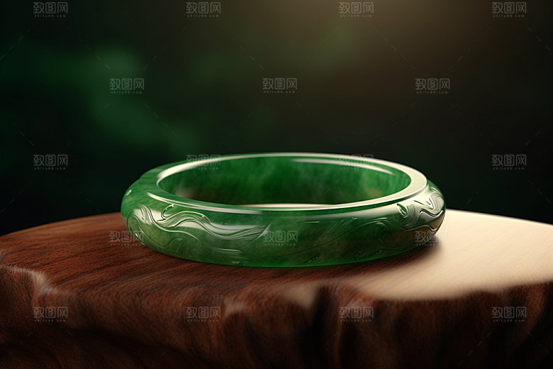 玉石翡翠精美装饰品摄影图