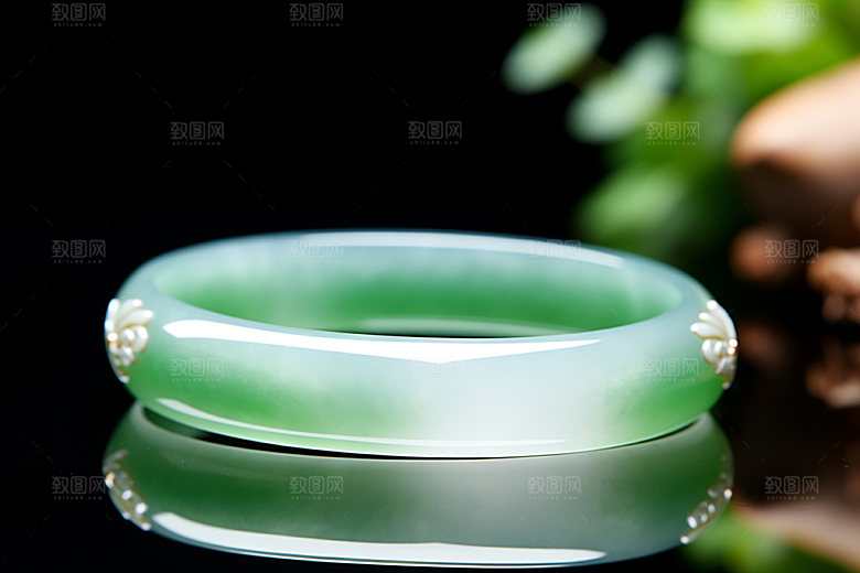 玉石翡翠装饰品玉器摄影图