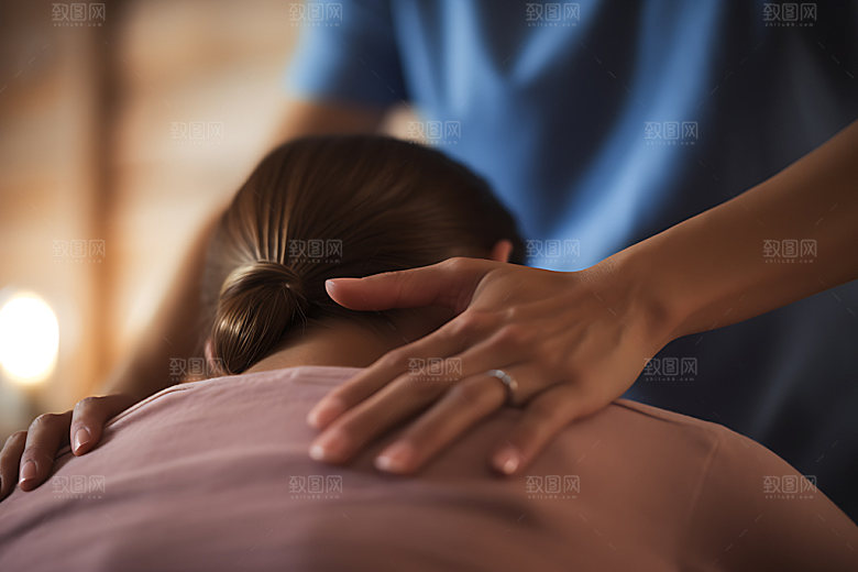 中医推拿理疗拉伸摄影图