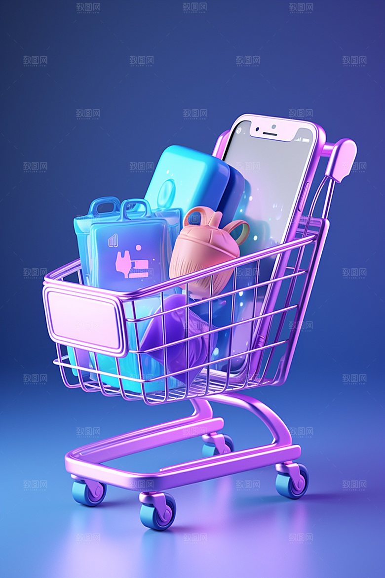电商促销C4D在线购物矢量模型