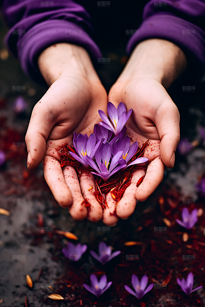 藏红花植物生态摄影图