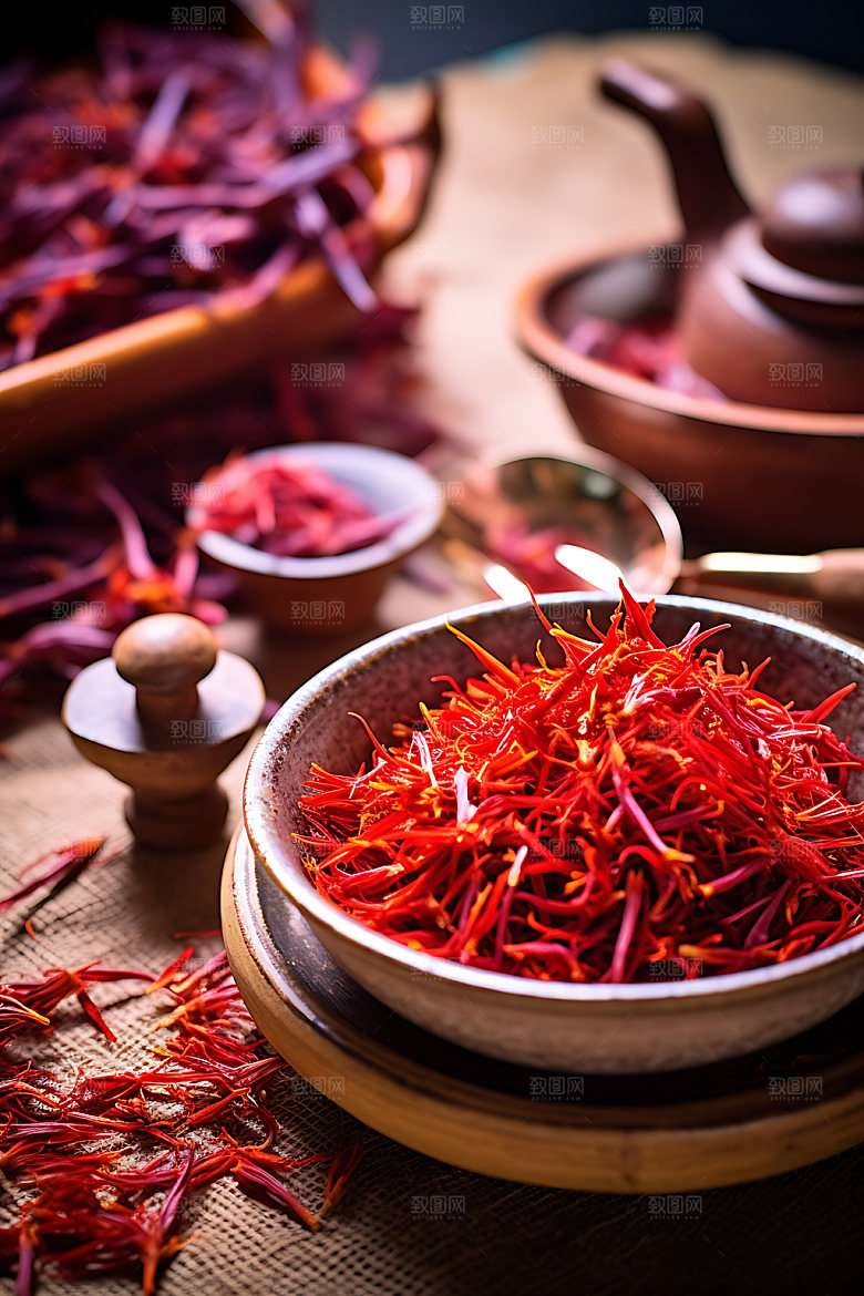 藏红花生态中药摄影图