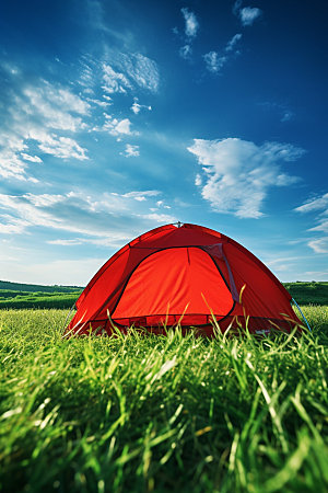 帐篷露营野外徒步摄影图
