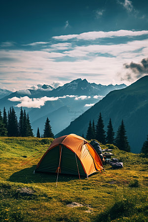 帐篷露营野外户外摄影图