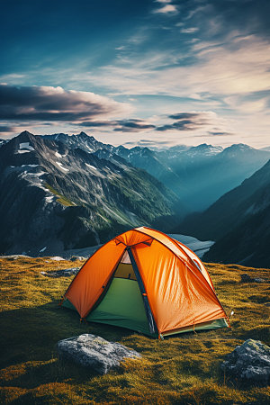 帐篷露营野外风光摄影图