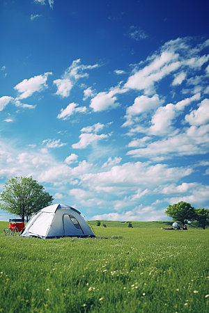 帐篷露营户外风光摄影图