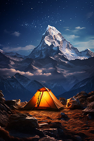 帐篷露营户外野外摄影图