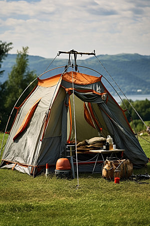 帐篷露营徒步自然摄影图