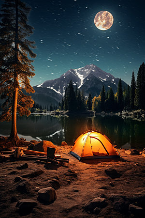 帐篷露营野外自然摄影图