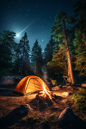 帐篷露营风光自然摄影图