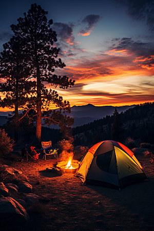 帐篷露营旅行风光摄影图