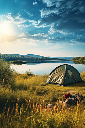 帐篷露营户外自然摄影图