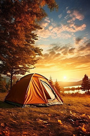帐篷露营风光野外摄影图