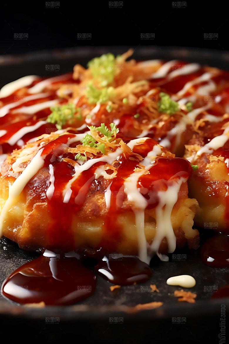 章鱼小丸子美食日料摄影图