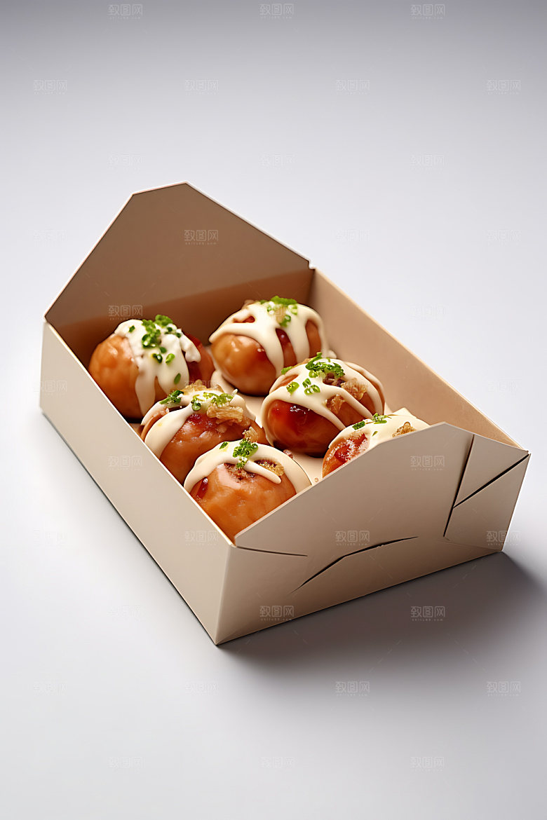 章鱼小丸子美食高清摄影图