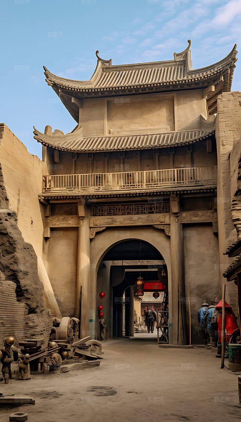 镇北堡影视基地影视城古城摄影图