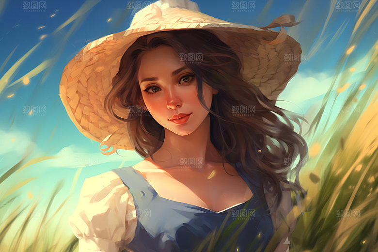 田野休闲唯美乡村蒸汽波风格插画