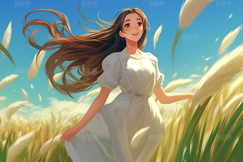 田野休闲唯美乡村蒸汽波风格插画