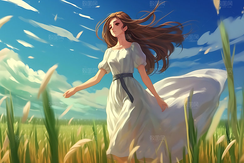 田野休闲夏天夏日蒸汽波风格插画