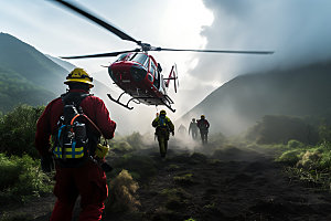 直升机救援高空救援医疗摄影图