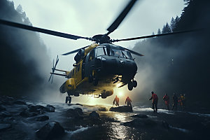 直升机救援专业搜救医疗摄影图