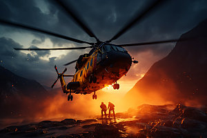 直升机救援搜救队高清摄影图