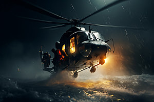 直升机救援专业搜救医疗摄影图