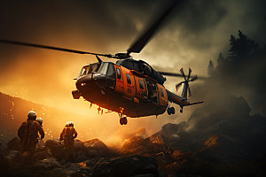直升机救援专业搜救搜救队摄影图