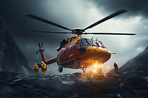 直升机救援公益医疗摄影图