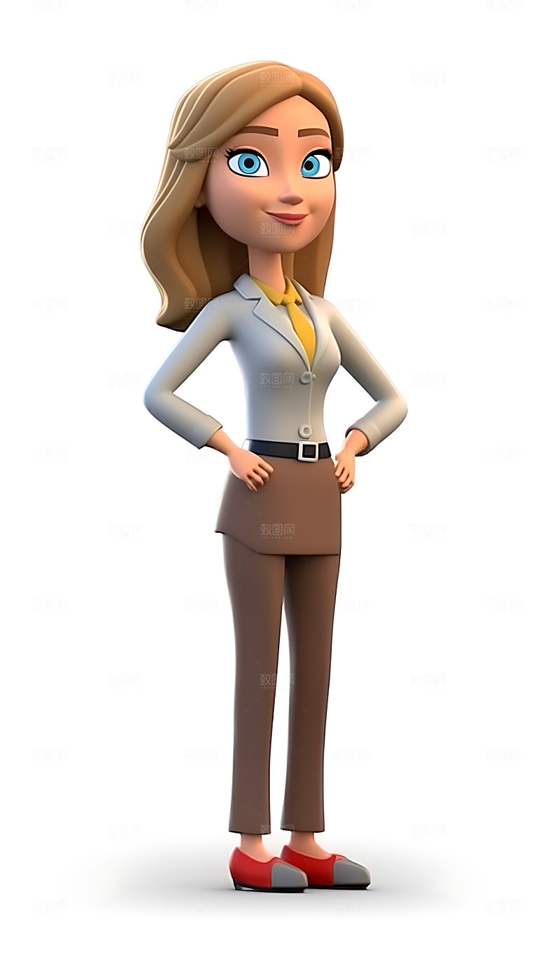 职业女性3D办公人物模型