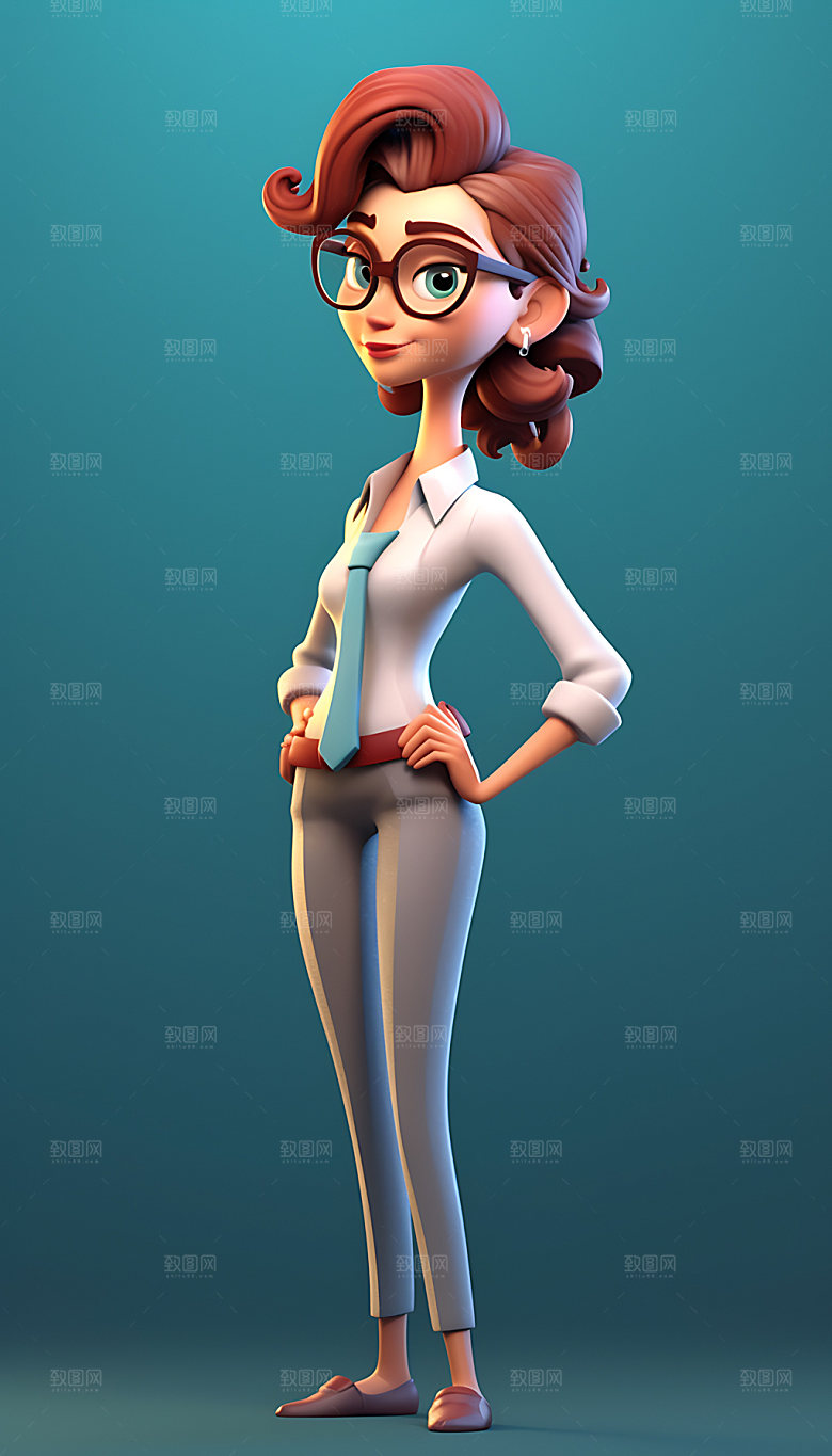 职业女性3D白领人物模型