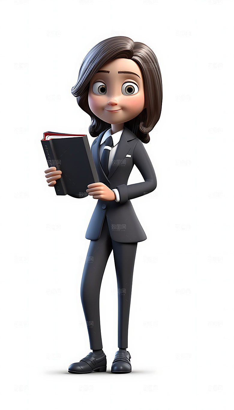 职业女性卡通3D人物模型