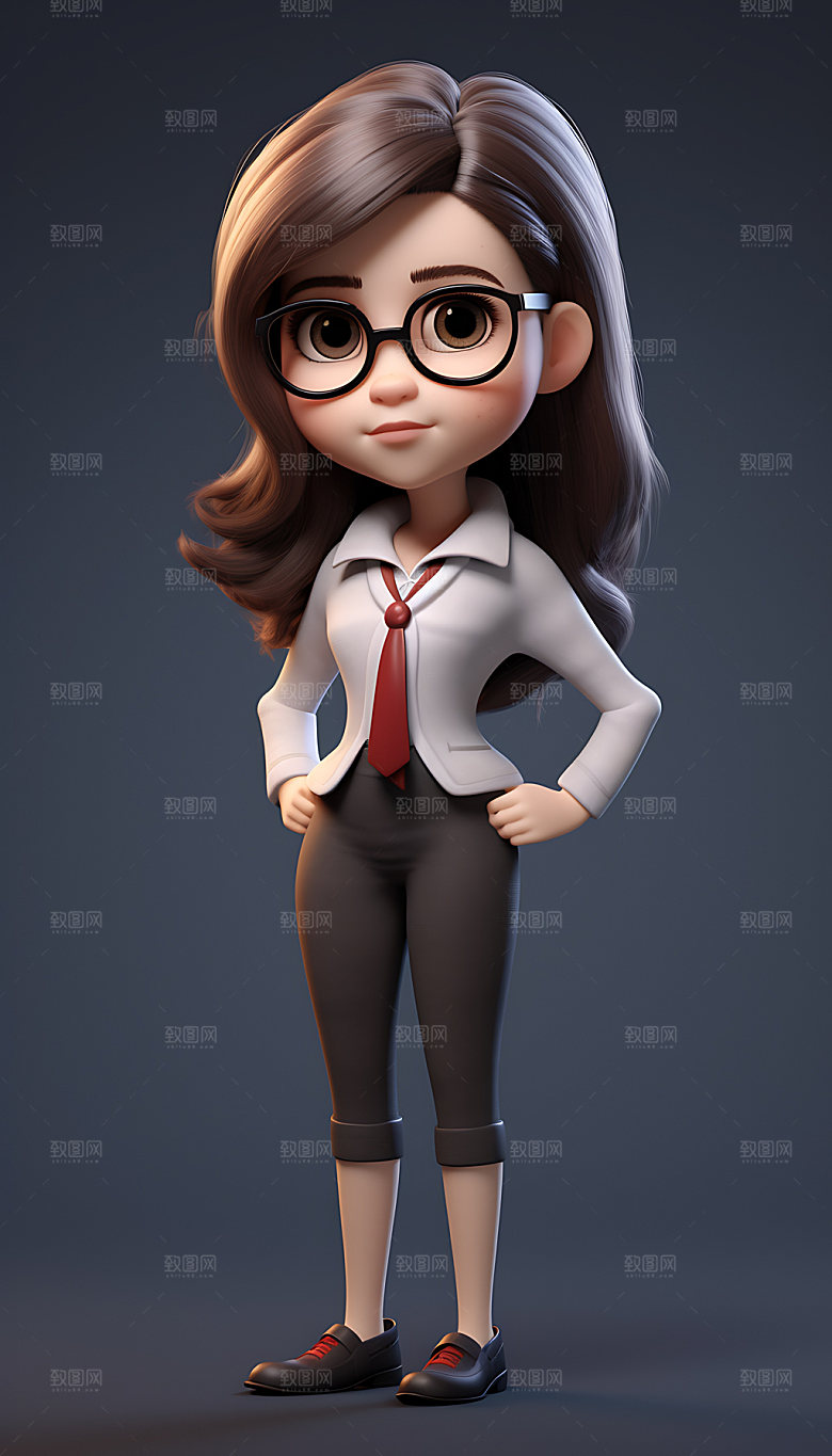 职业女性3D干练人物模型
