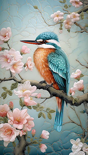 中国风花鸟自然立体装饰画