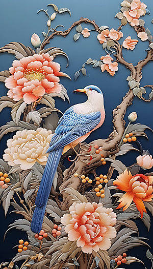 中国风花鸟花卉立体装饰画