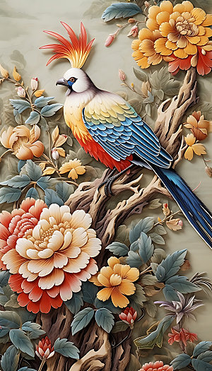 中国风花鸟艺术立体装饰画