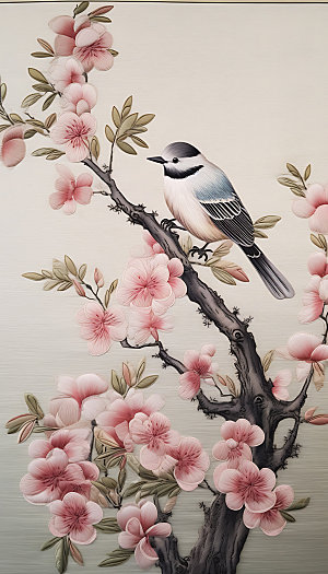 中国风花鸟立体花卉装饰画