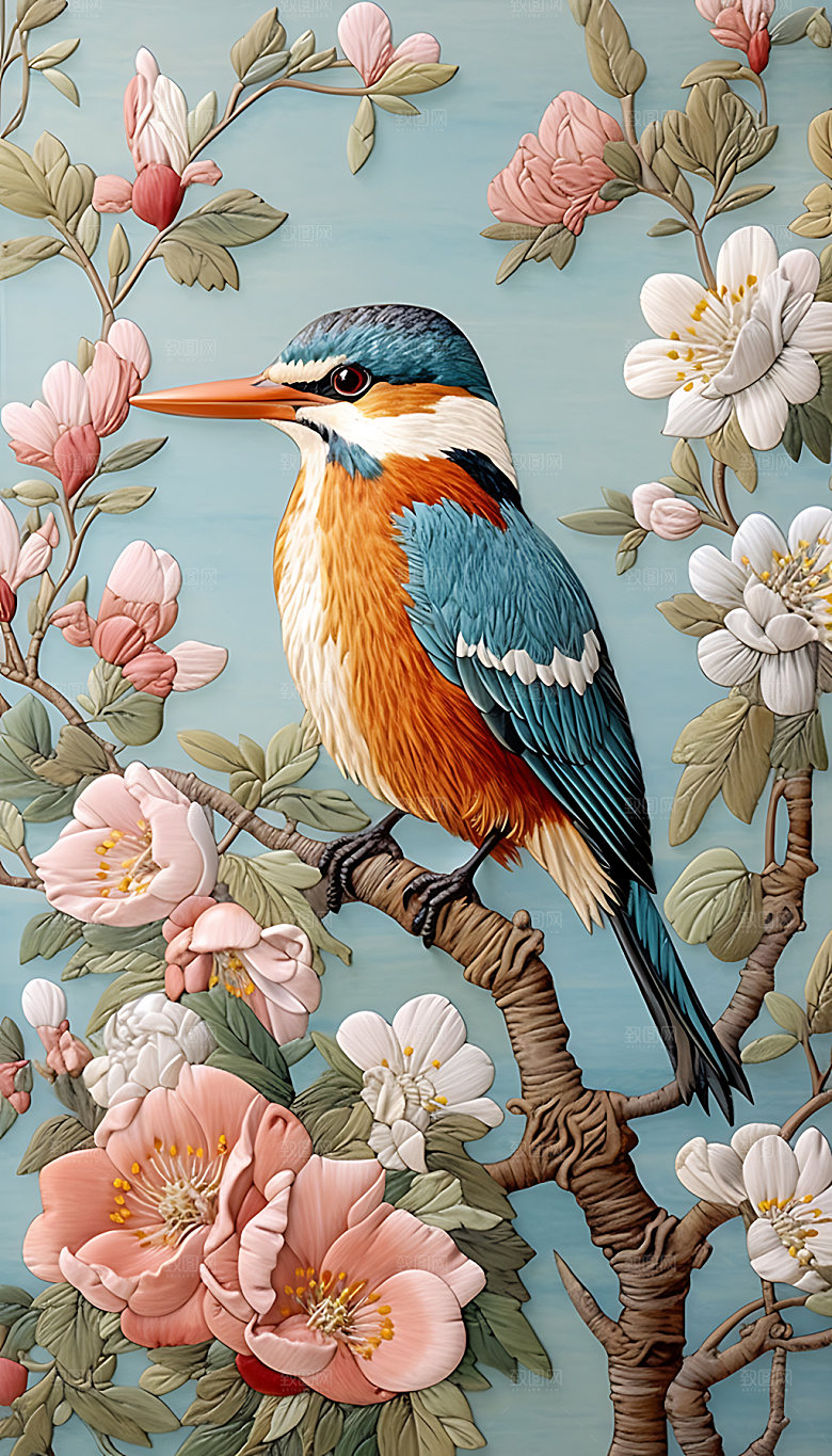 中国风花鸟花卉立体装饰画