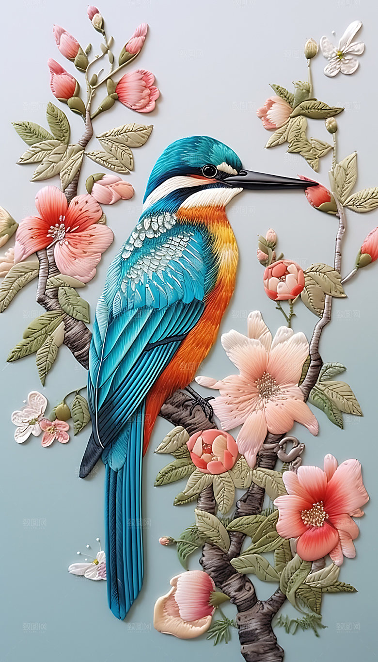 中国风花鸟鸟类立体装饰画