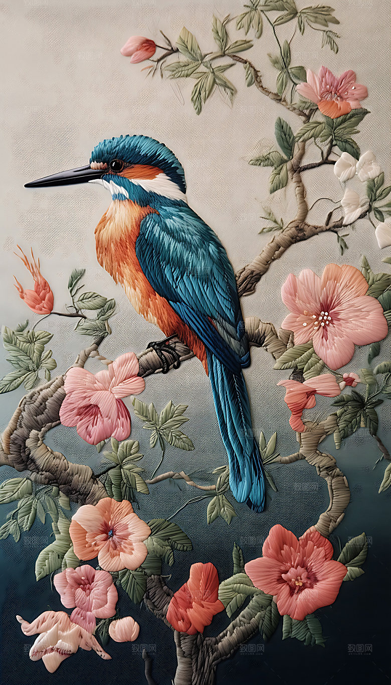 中国风花鸟浮雕立体装饰画