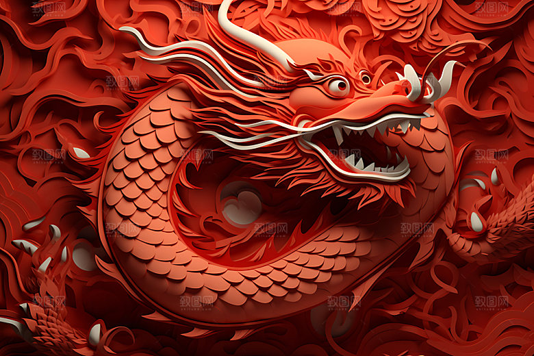 浮雕龙十二生肖龙年元素