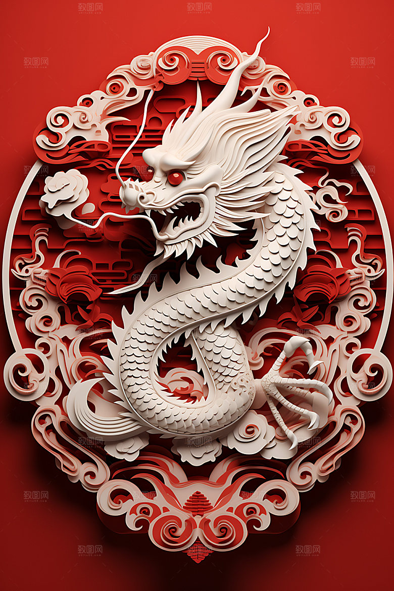 浮雕龙中国风十二生肖元素
